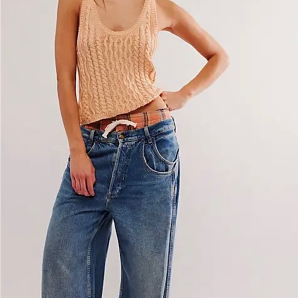 𝓯𝓹 ❤️NWT❤️Free People High Tide Cable Tank Tender Peach Size Large - Picture 2 of 8